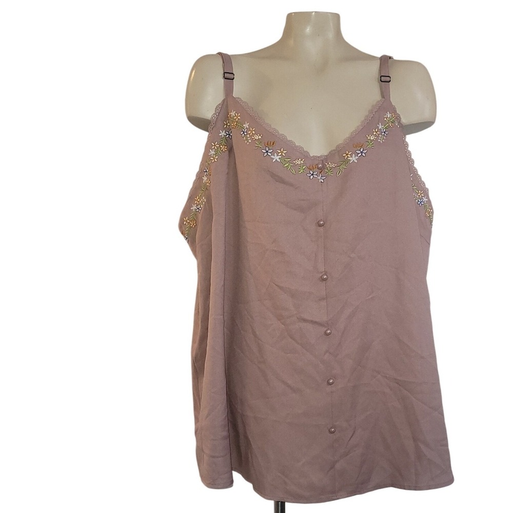 BloomChic NEW Mauve Floral Embroidered Cami‎ Top Plus Size 26 Adjustable Straps